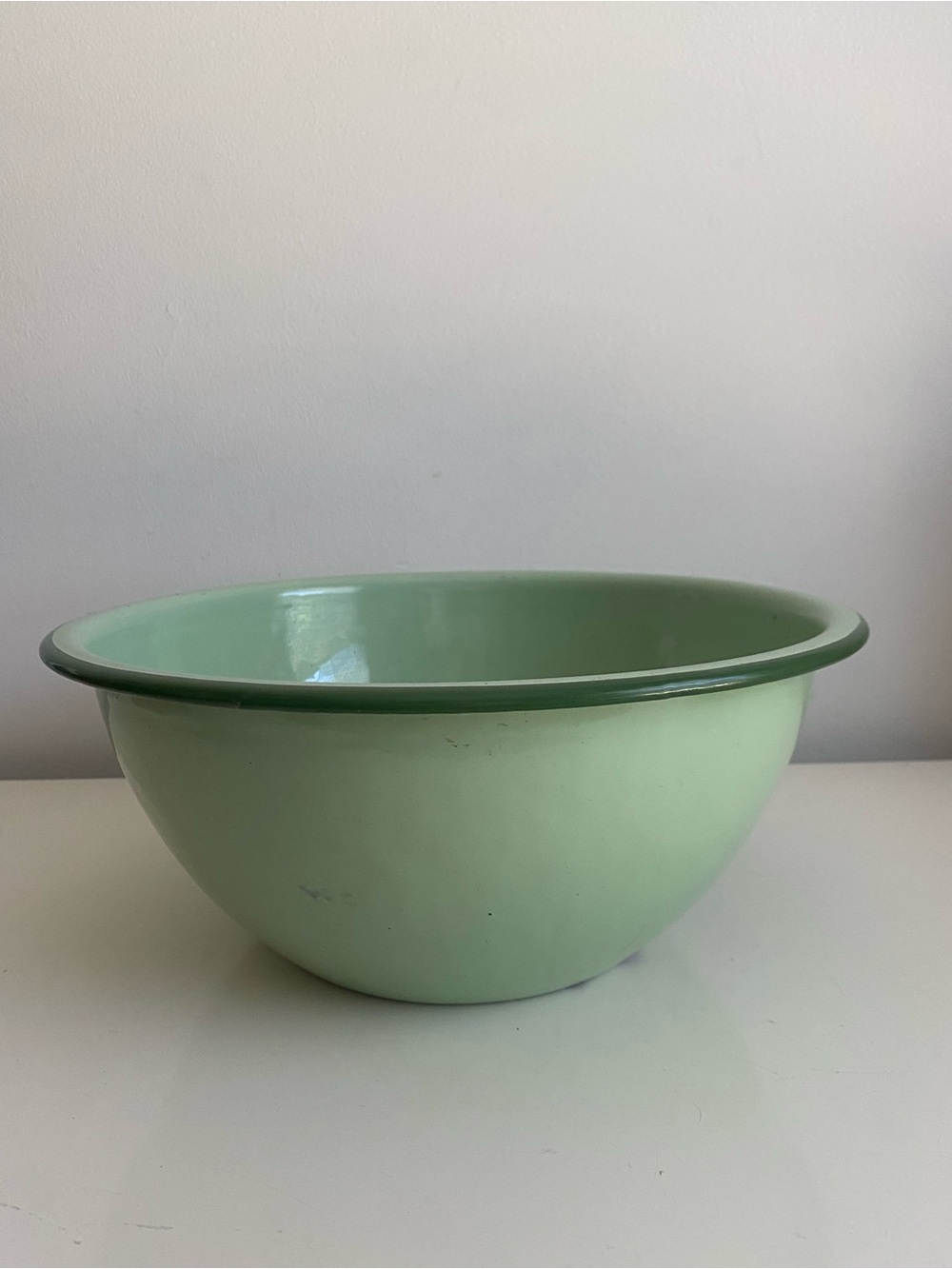 Vintage Mint Green Enamel Mixing Bowl